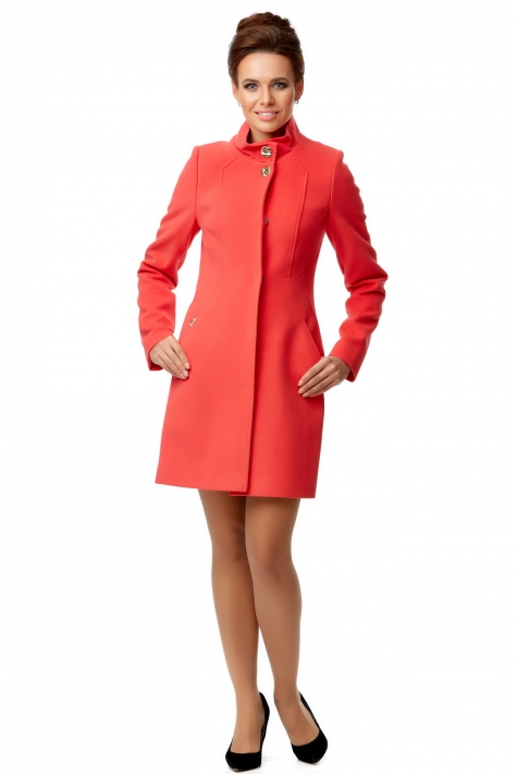Женское пальто из текстиля с воротником 8001762