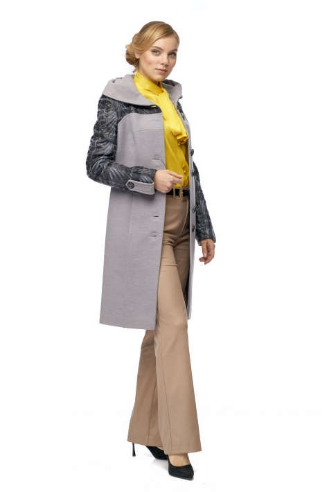 Женское пальто из текстиля с капюшоном 8002731