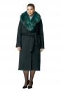 Женское пальто из текстиля с воротником, отделка енот 8009509