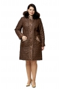 Женское пальто из текстиля с капюшоном, отделка песец 8009971