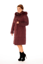 Женское пальто из текстиля с капюшоном, отделка песец 8010651-2