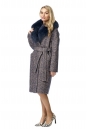 Женское пальто из текстиля с воротником, отделка песец 8010750