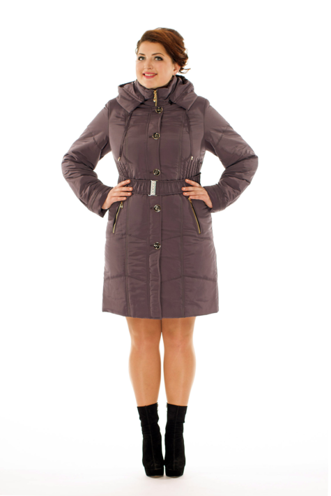 Женское пальто из текстиля с капюшоном 8011191