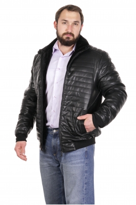 Мужская кожаная куртка из эко-кожи с воротником, отделка искусственный мех