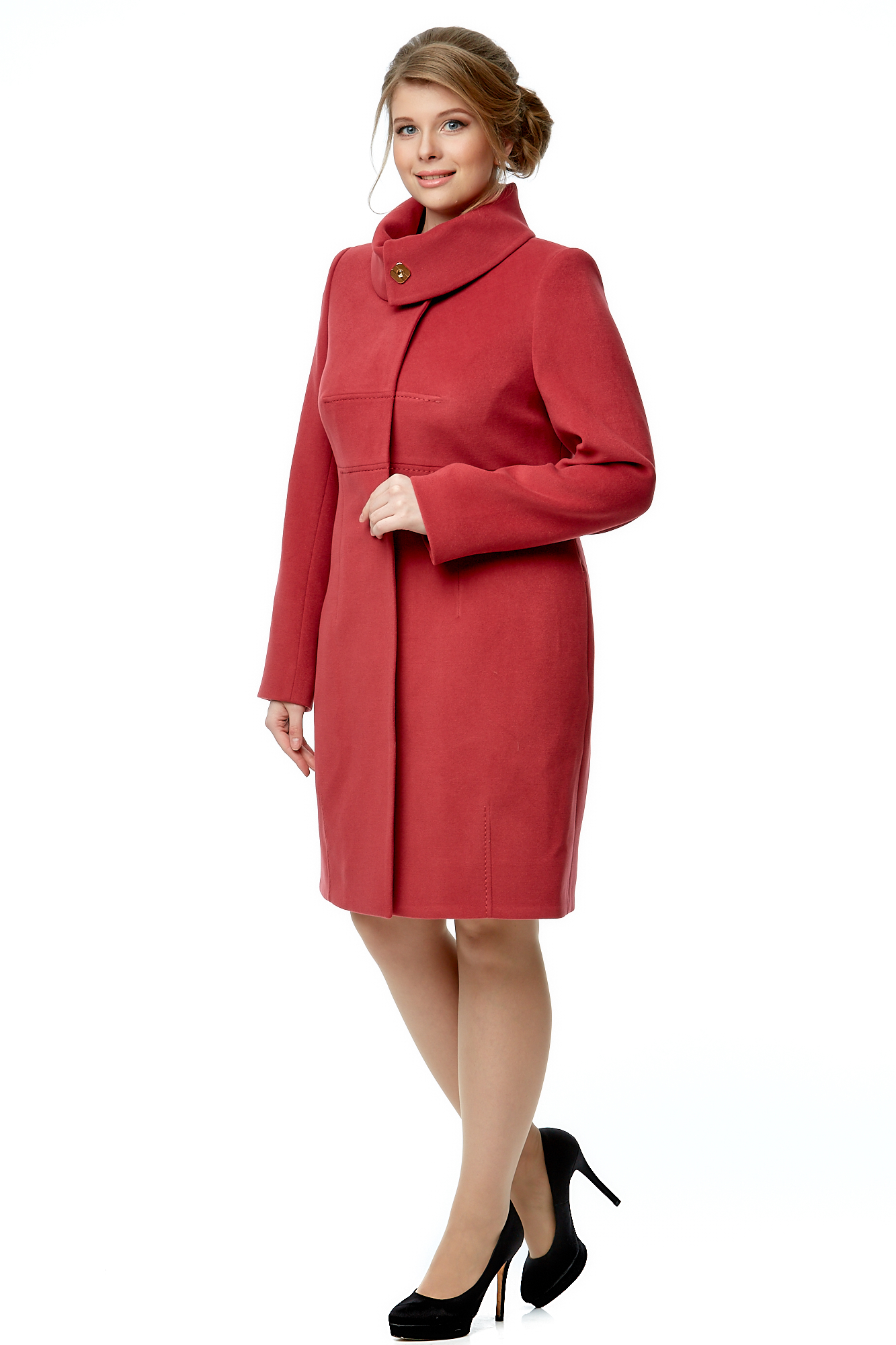 Женское пальто из текстиля с воротником 8000898-2