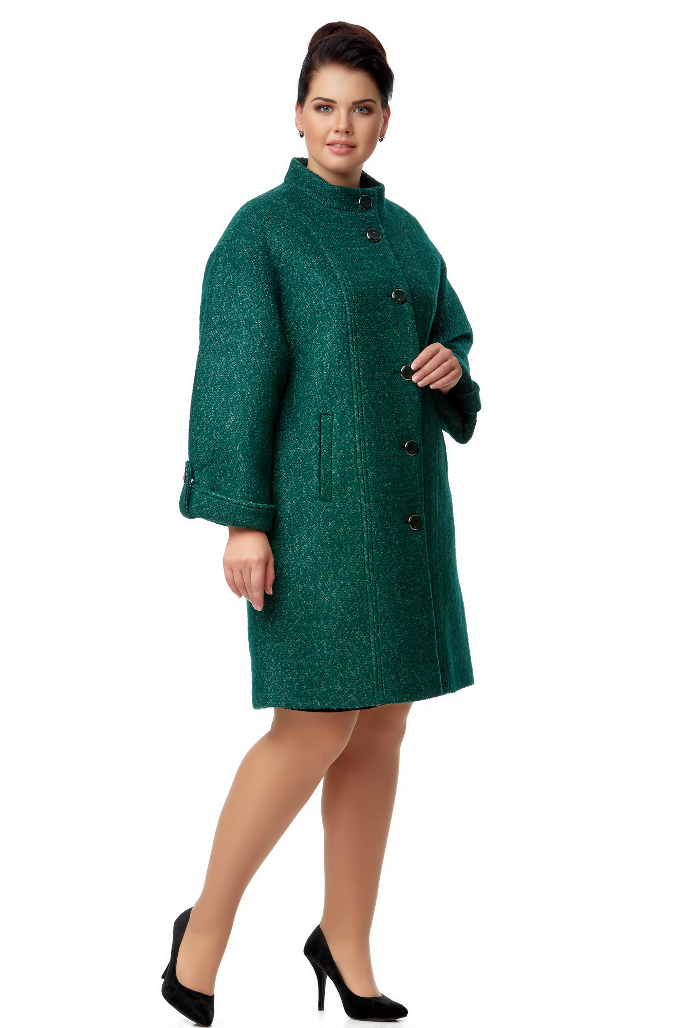 Женское пальто из текстиля с воротником 8000931-2