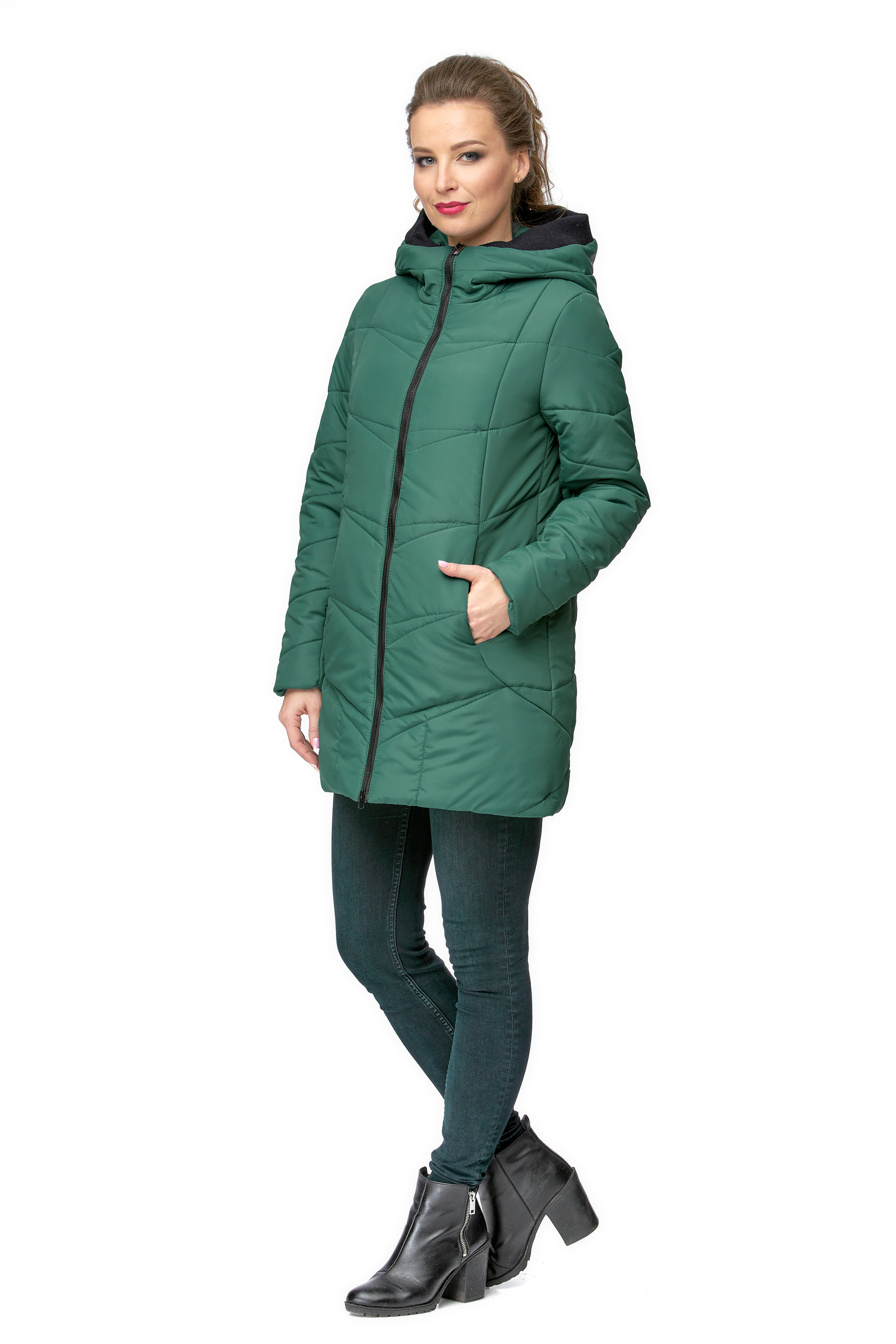 Куртка женская из текстиля с капюшоном 8001009-2