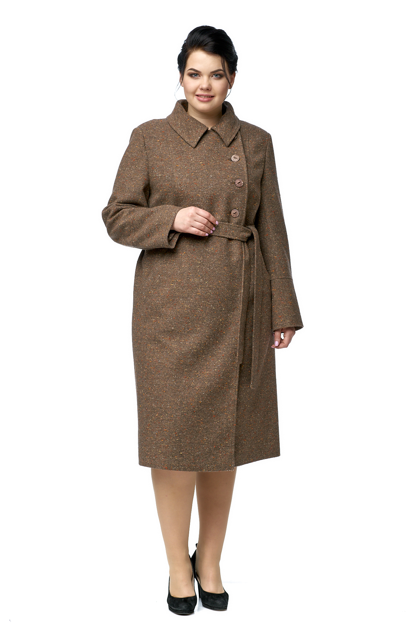 Женское пальто из текстиля с воротником 8001051-2