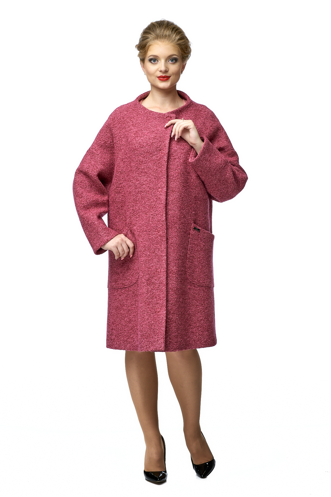 Женское пальто из текстиля без воротника 8001092-3