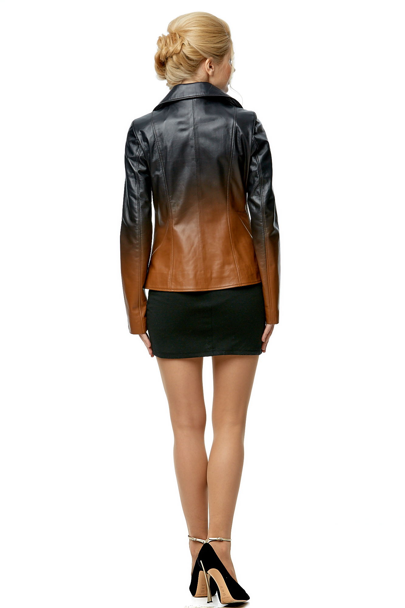 Женская кожаная куртка из натуральной кожи с воротником 8001830-3