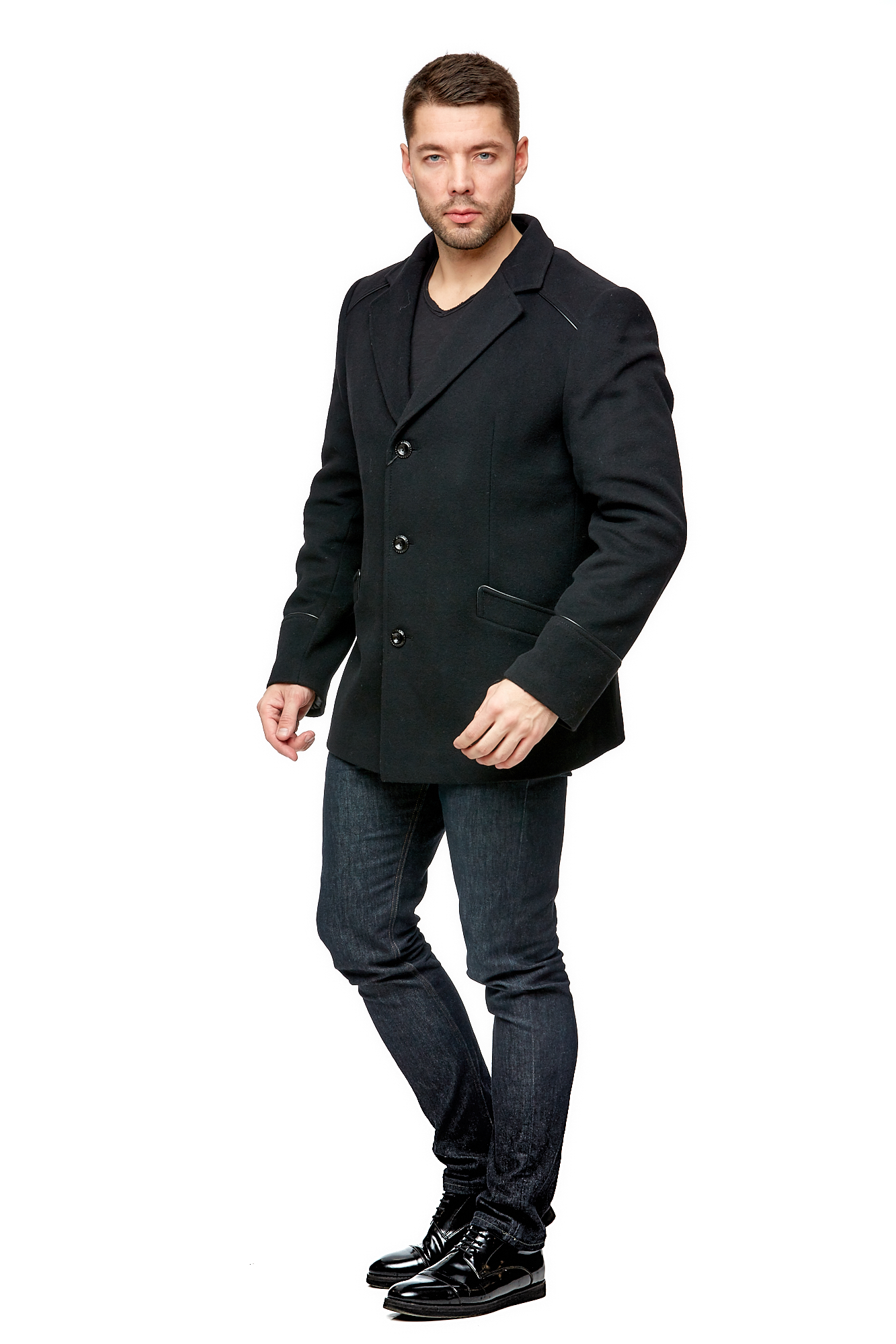 Мужское пальто из текстиля с воротником 8002075-5
