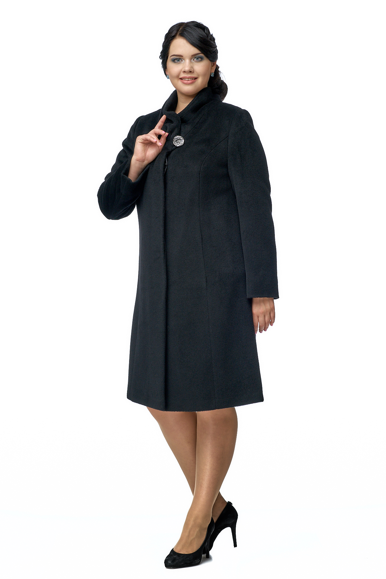 Женское пальто из текстиля с воротником 8002187-2