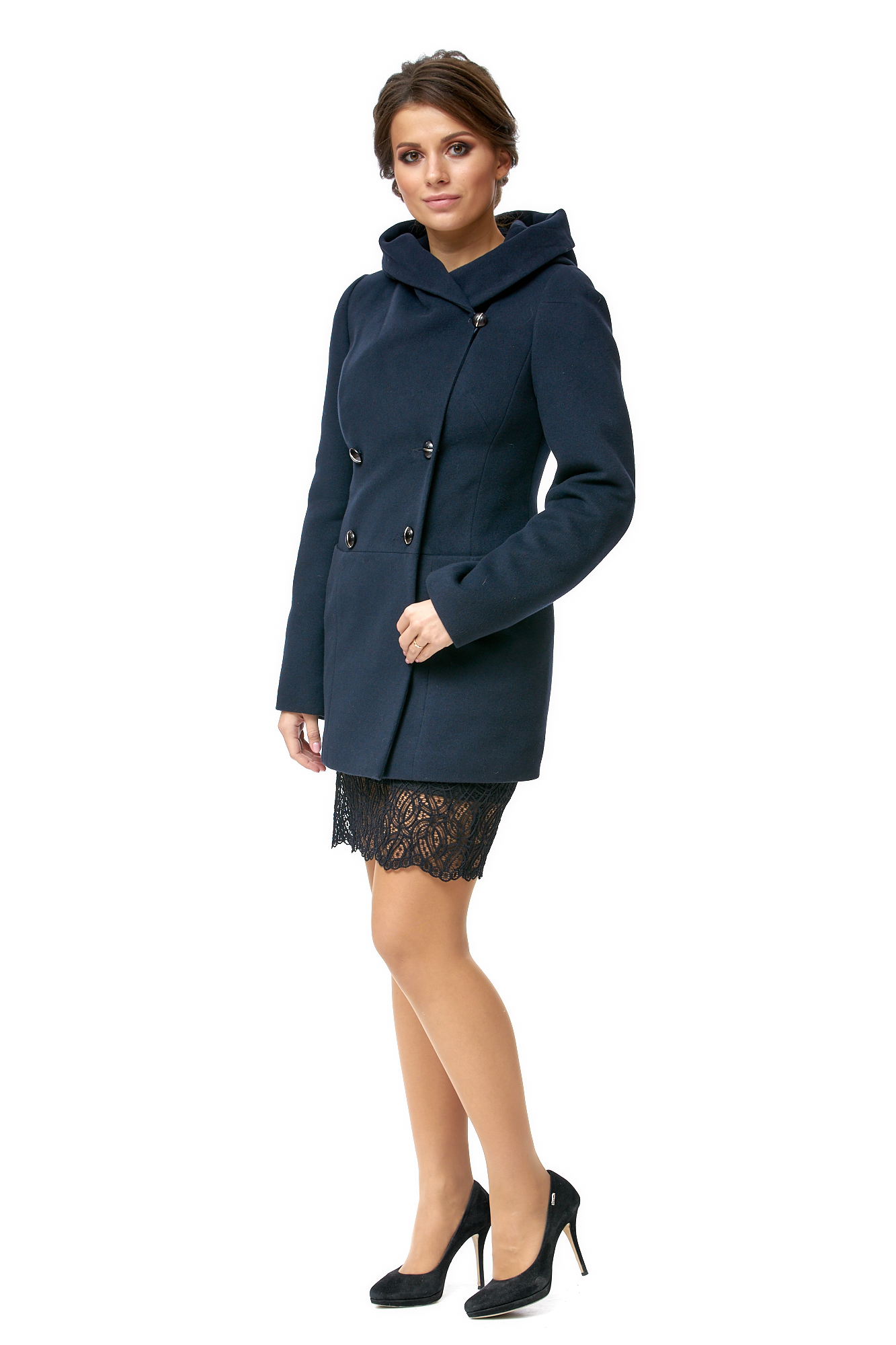 Женское пальто из текстиля с капюшоном 8002382-2