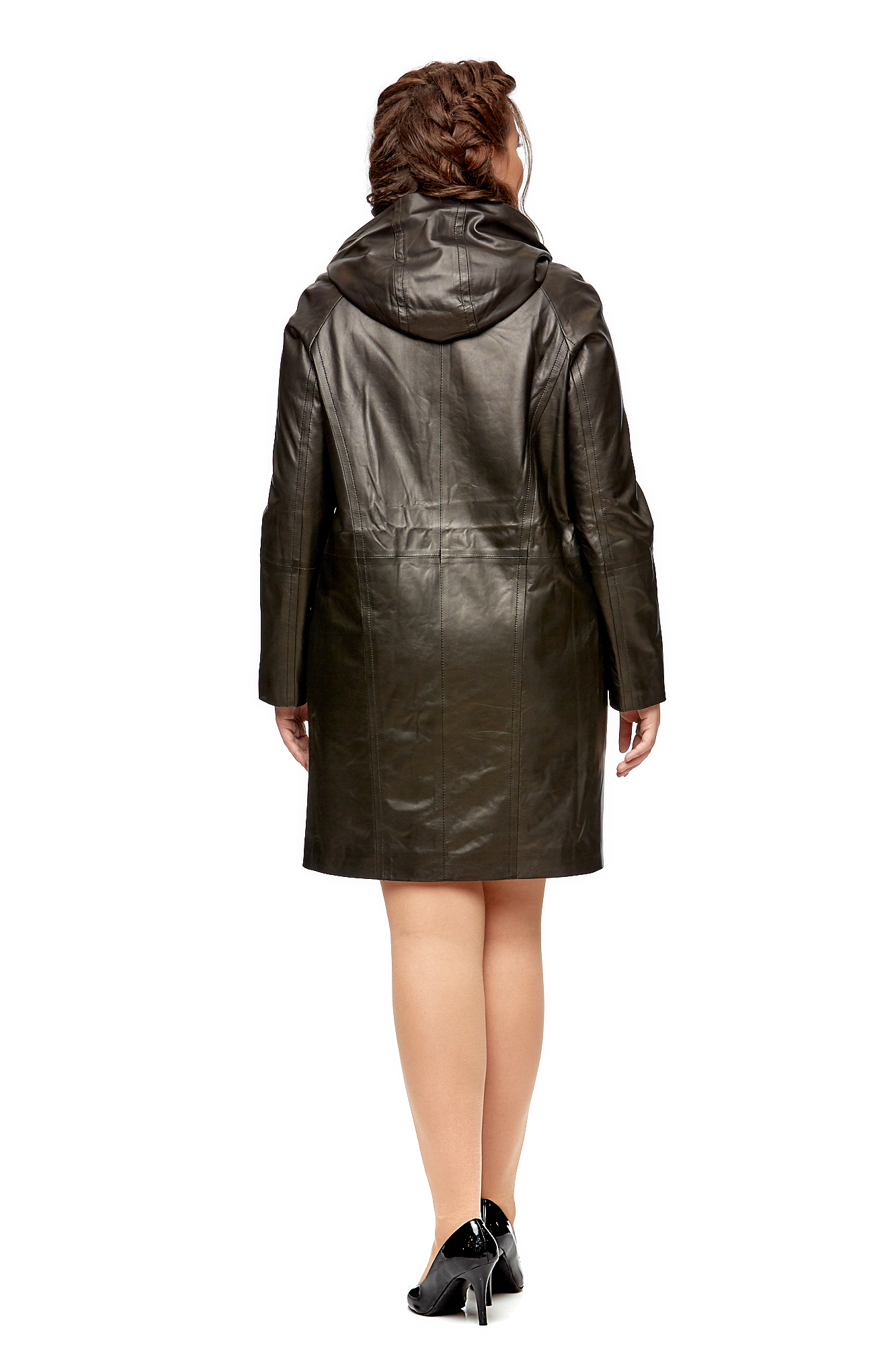 Женское кожаное пальто из натуральной кожи с капюшоном 8002646-3