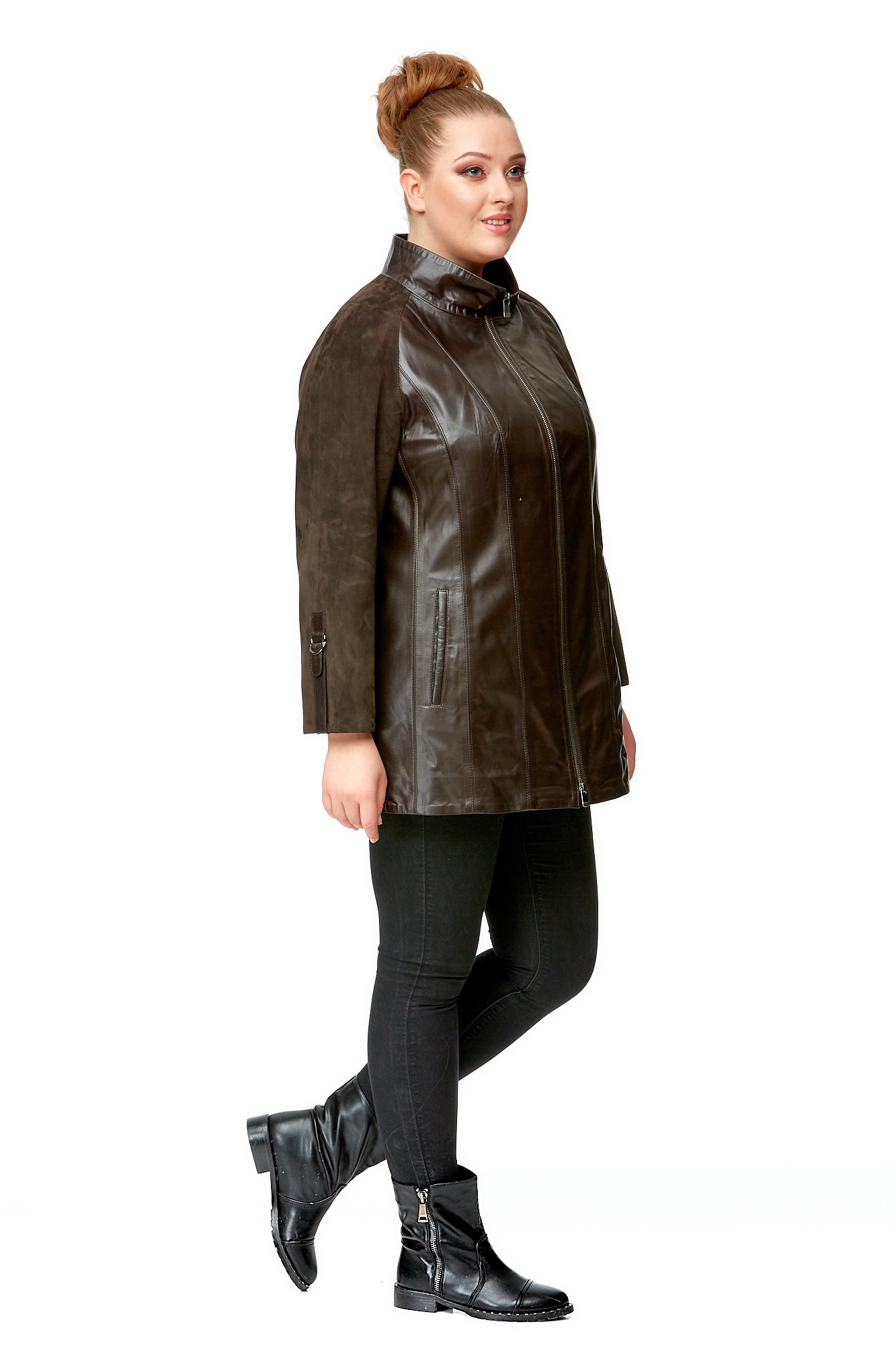 Женская кожаная куртка из натуральной кожи с воротником 8005641-2