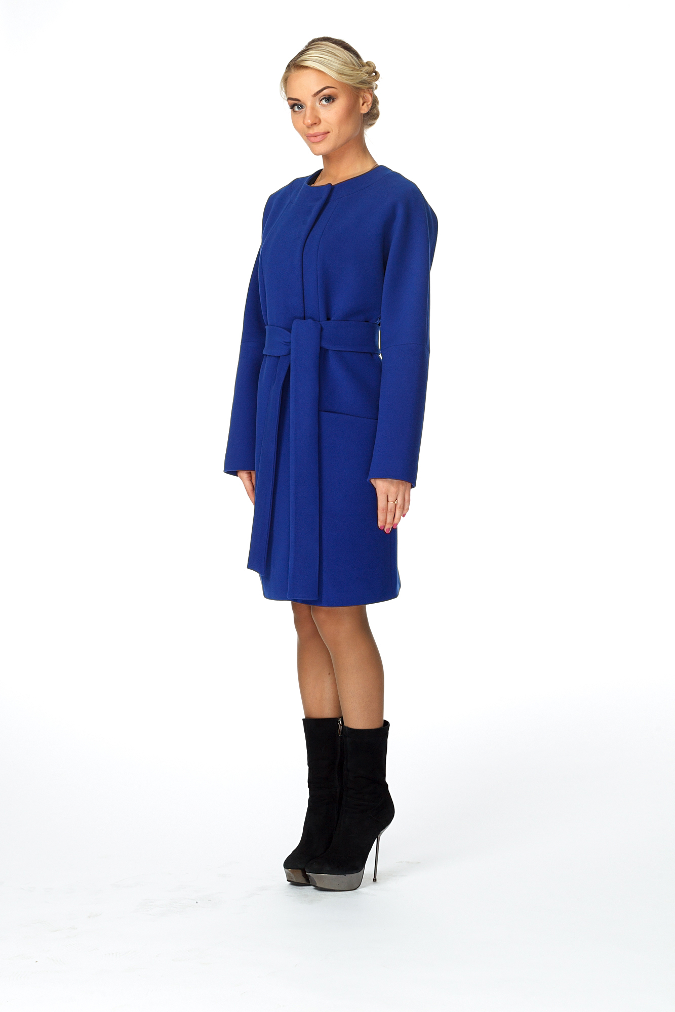 Женское пальто из текстиля без воротника 8009923-2