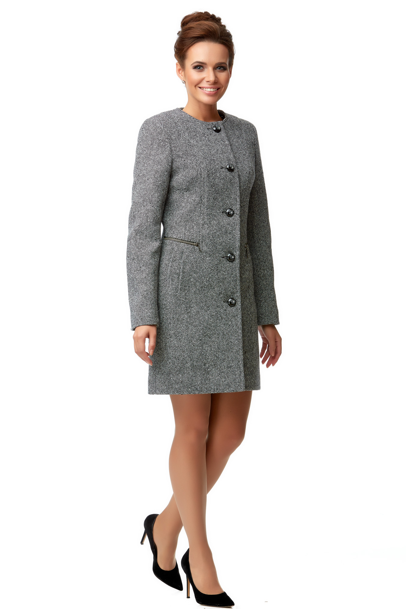 Женское пальто из текстиля без воротника 8009929-2