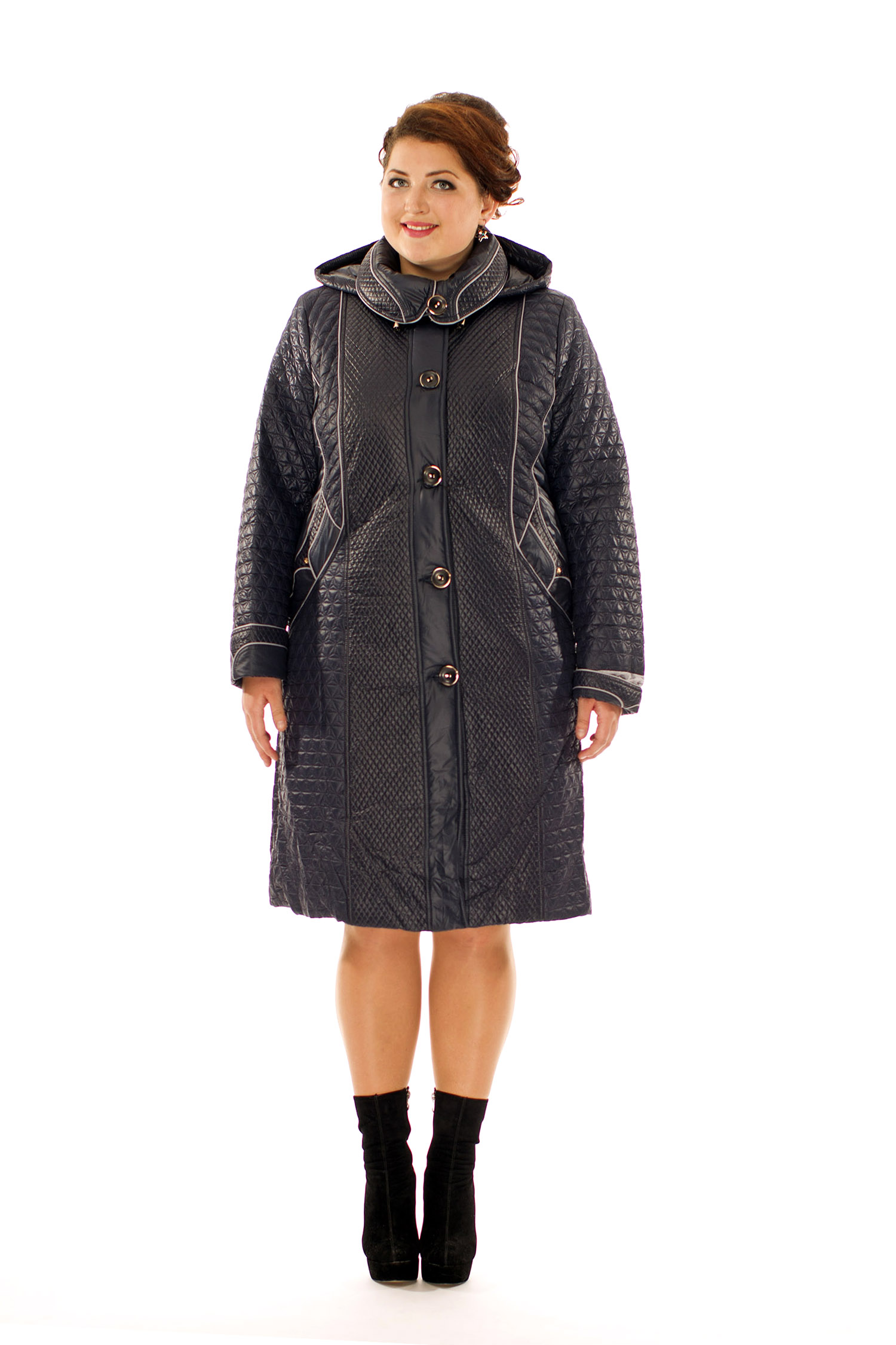 Женское пальто из текстиля с капюшоном 8010427-2